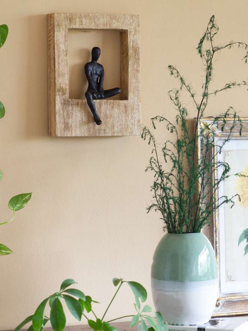 Buy The Wishing Chair Black Brown Sitting Man Wooden Wall Decor Wall Decor for Unisex 19882292 Myntra