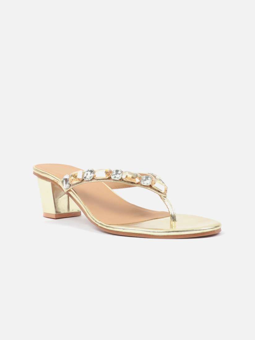 Buy Carlton London Gold Toned Embellished Block Sandals Heels for Women 19883018 Myntra