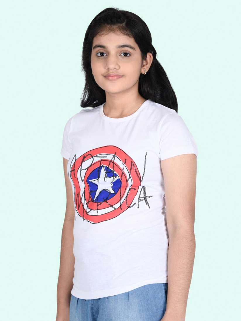 Buy Zalio Girls White Captain America Printed T shirt Tshirts for Girls 19889448 Myntra