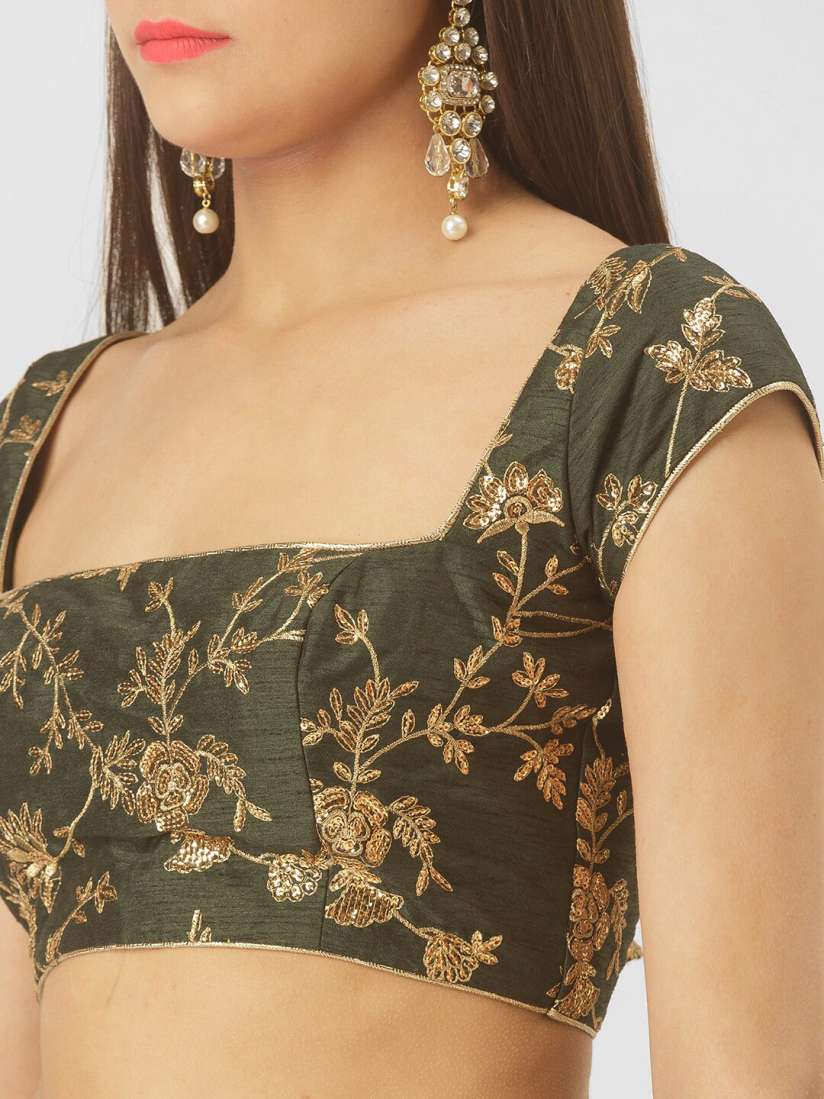 Buy 6Y COLLECTIVE Green Peach Semi Stitched Lehenga Unstitched Blouse With Dupatta Lehenga Choli for Women 19891226 Myntra