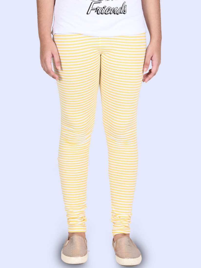 Yellow and white striped leggings top