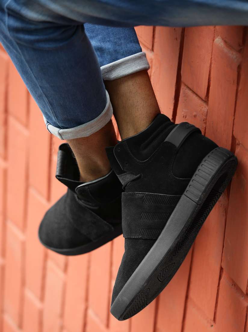Buy Adidas Originals Men Black Tubular Invader Strap Leather Mid Top Sneakers Casual Shoes for Men Myntra