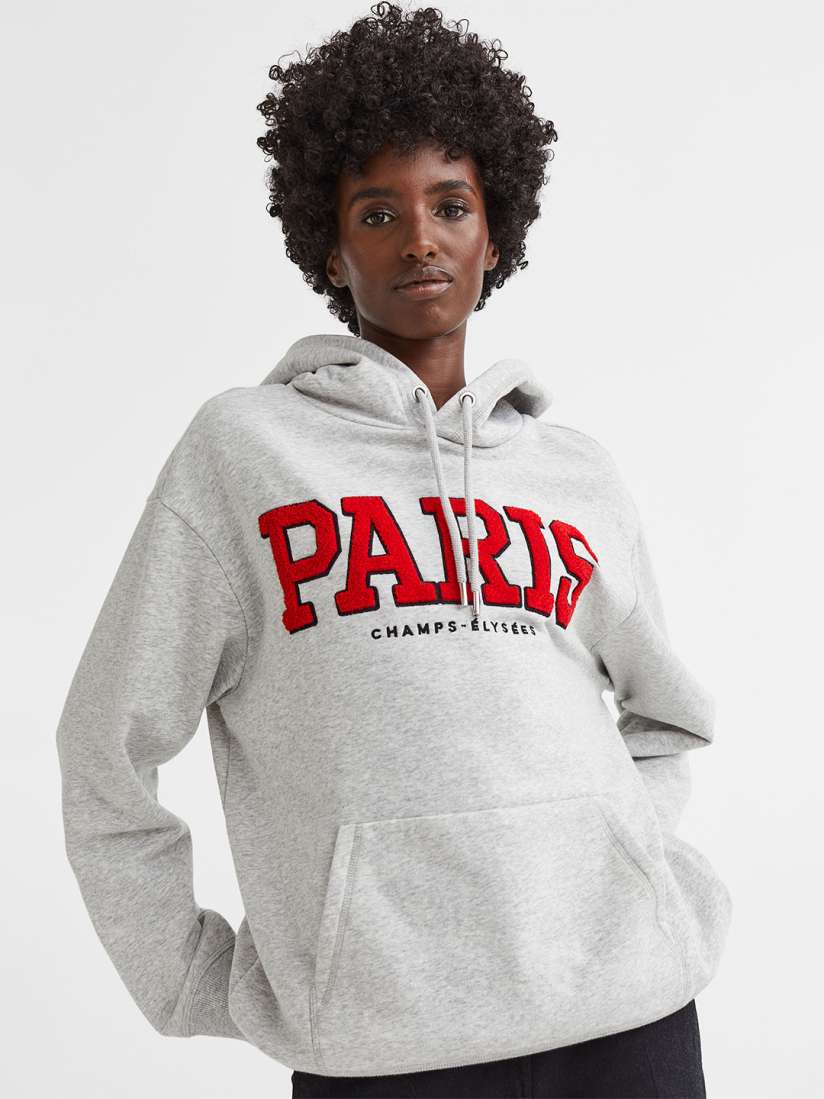 Buy H M Women Grey Printed Hoodie Sweatshirts for Women 19893288 Myntra