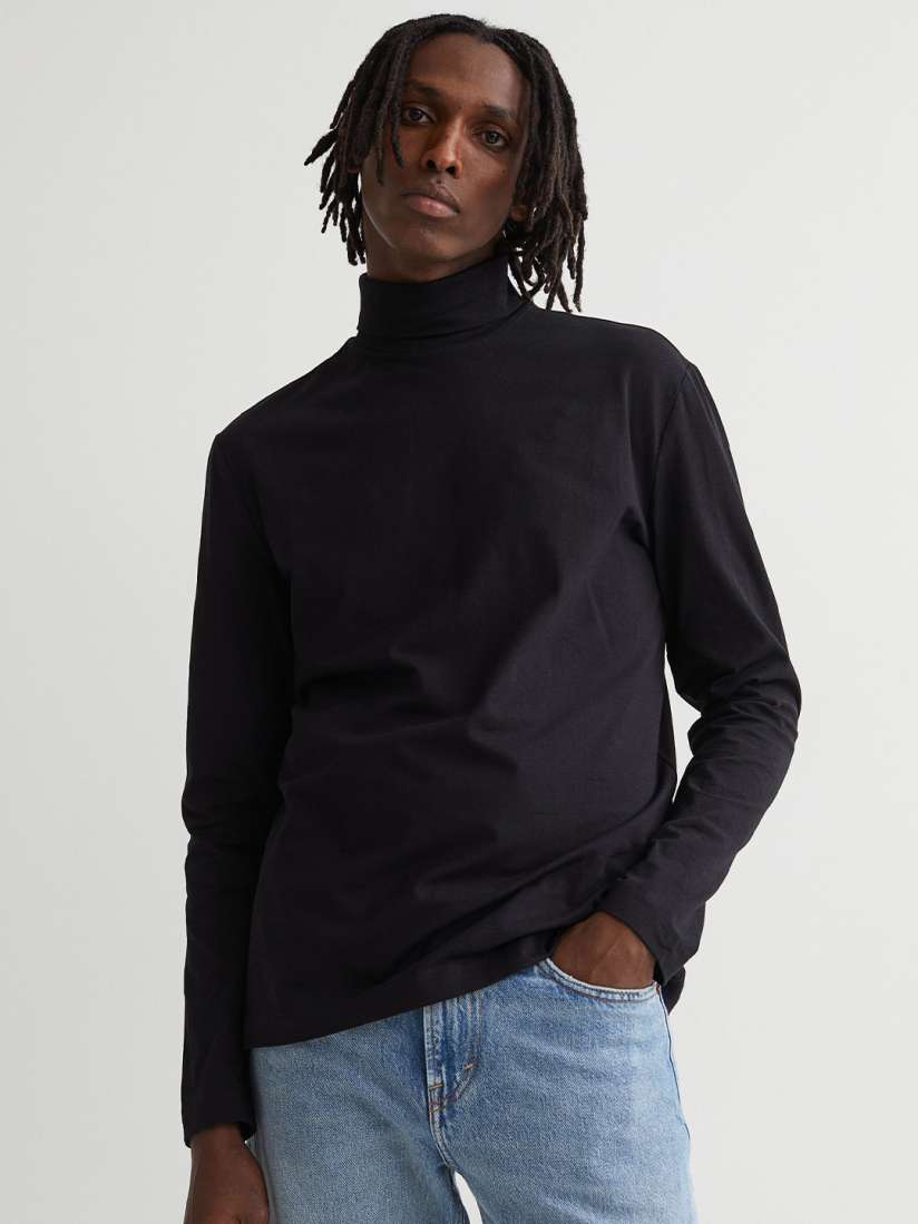 Mens black polar neck deals