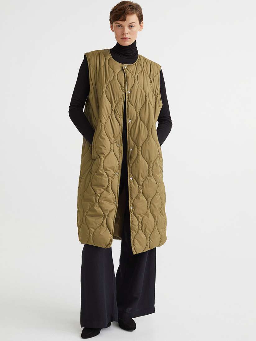 Buy H M Woman Green Long Gilet Jackets for Women 19893506 Myntra