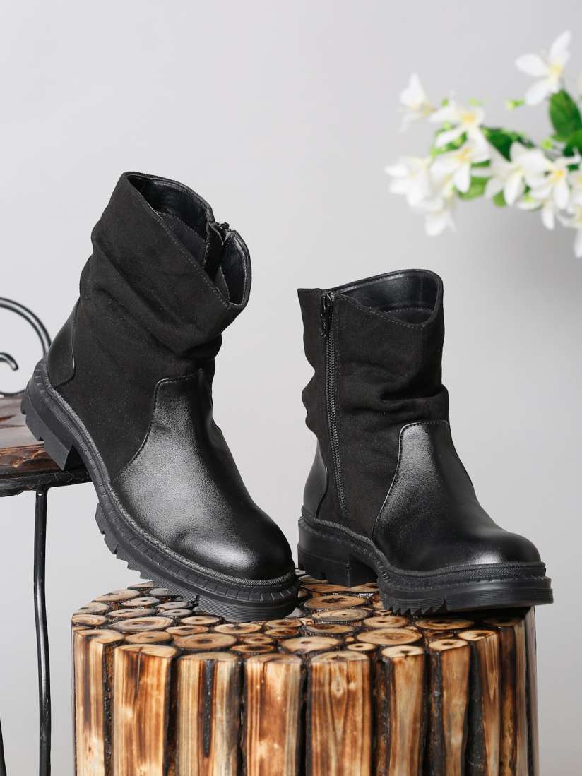 Buy Bruno Manetti Women Black Solid Chunky Boots Boots for Women 19898084 Myntra