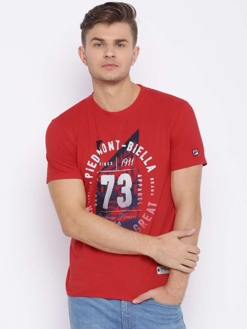 Buy FILA Men Red Printed Round Neck T Shirt Tshirts for Men Myntra