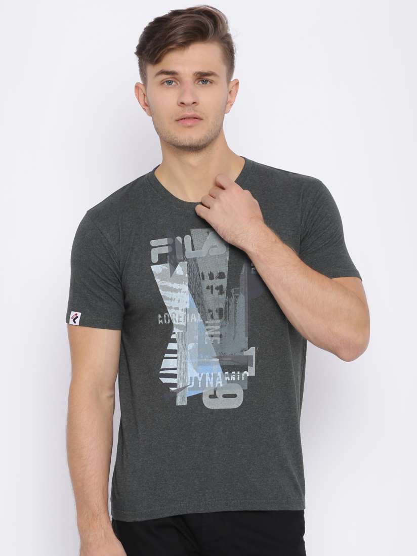 Buy FILA Men Charcoal Grey Printed Round Neck T shirt Tshirts for Men 1989935 Myntra