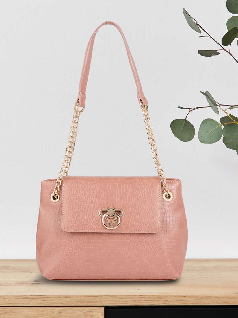 Buy Allen Solly Nude Pink Croc Textured Shoulder Bag Handbags for Women 19900590 Myntra