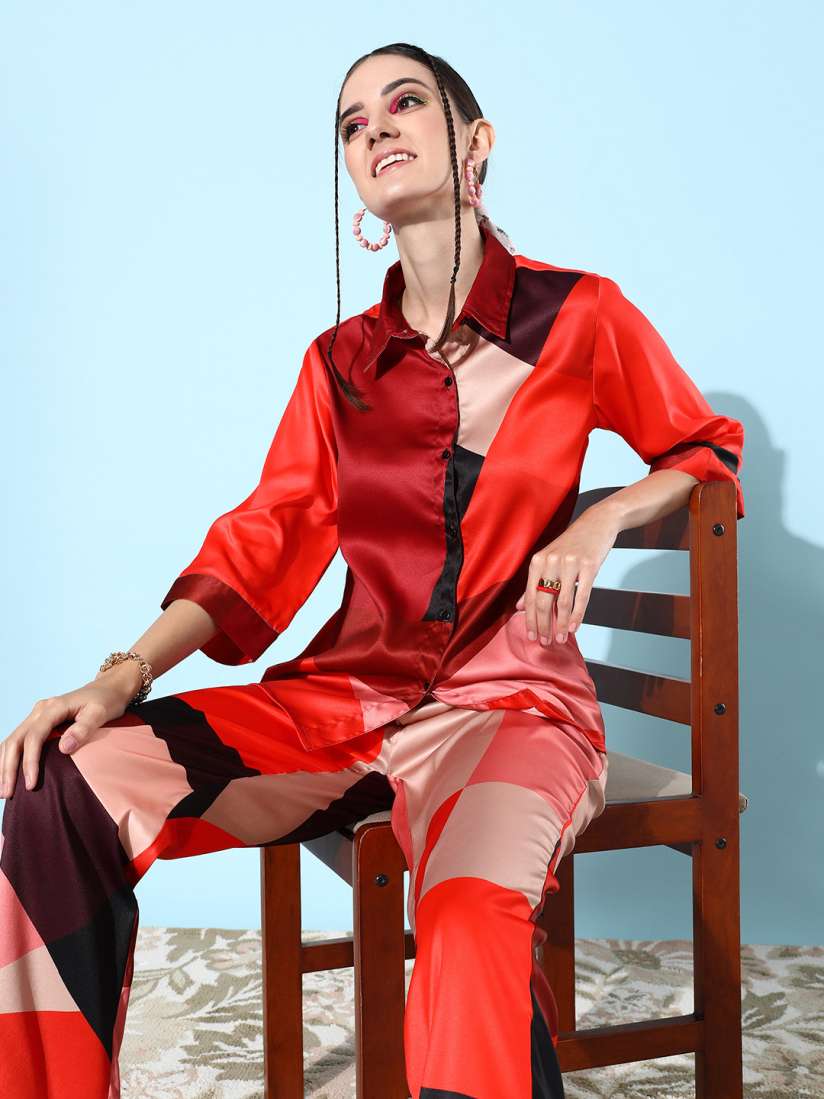Red trouser co ord discount