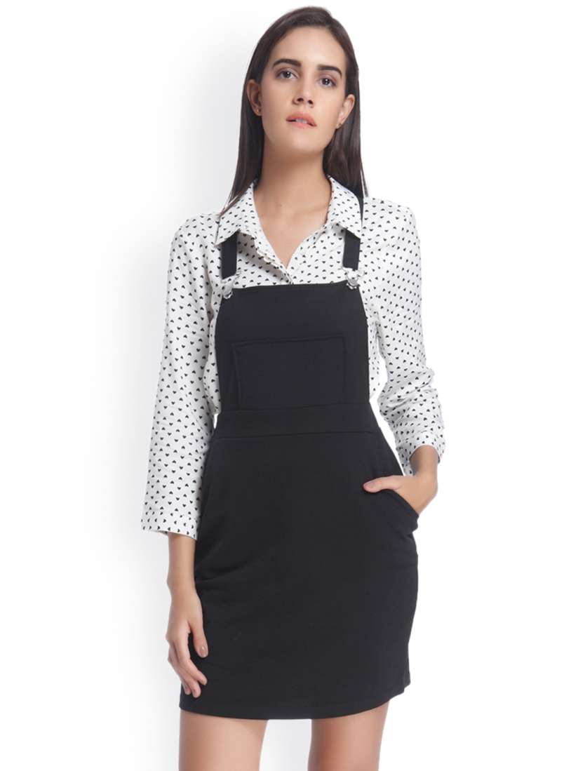 Buy Vero Moda Women Black Solid Dungaree Dress Dresses for Women 1990673 Myntra