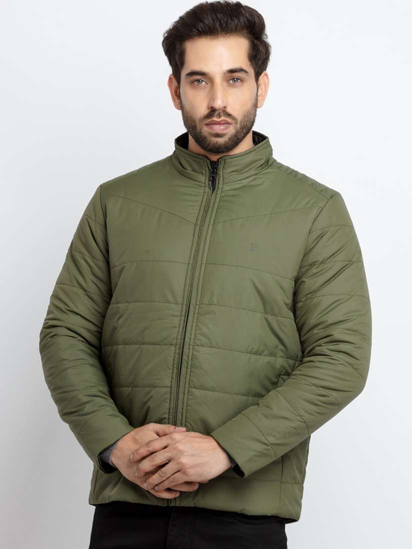 Olive green puffer jacket mens sales