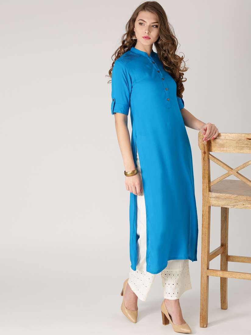 Buy Libas Women Blue Solid Straight Kurta Kurtas for Women 1991257 Myntra