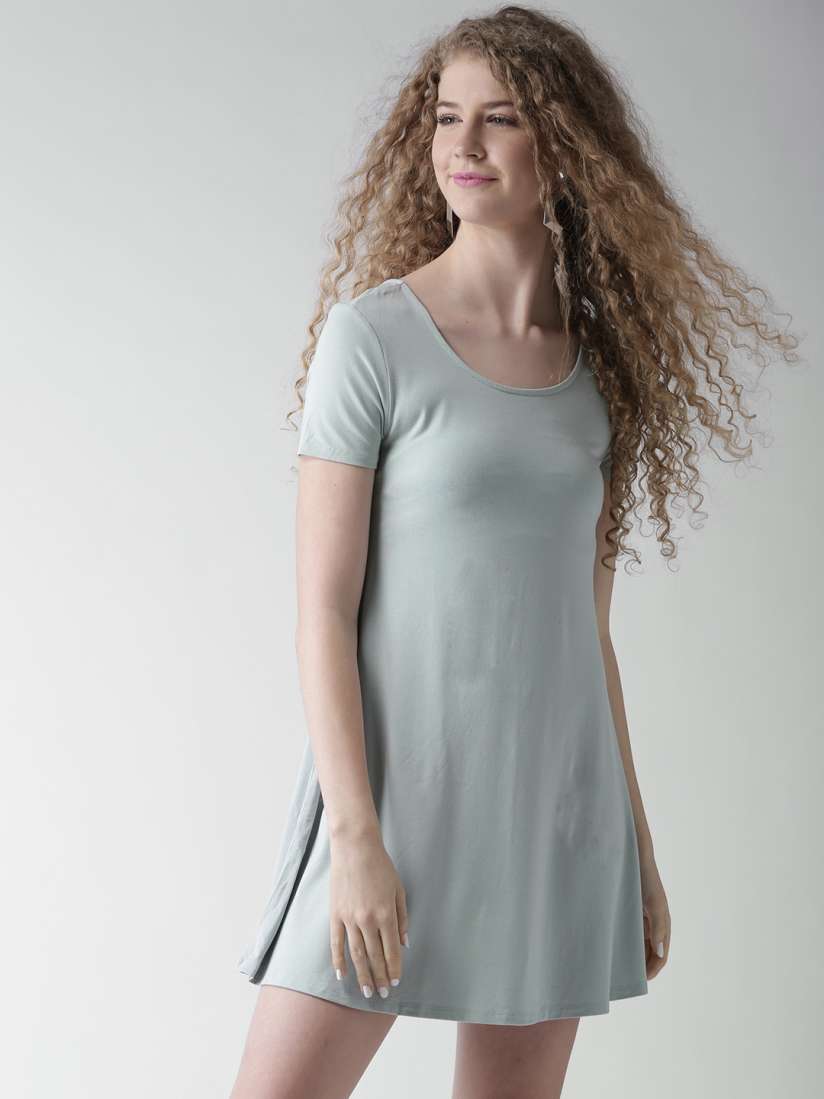 Buy FOREVER 21 Women Light Blue Solid A Line Dress Dresses for Women 1991520 Myntra