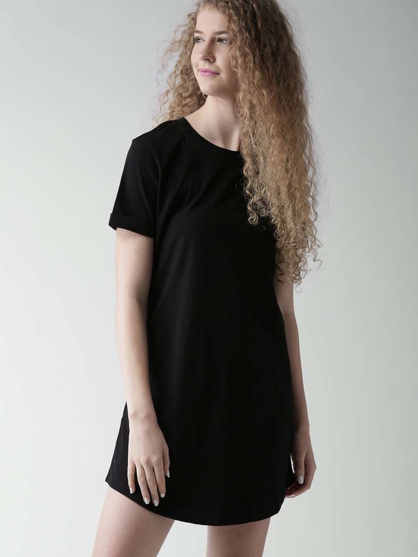 Buy FOREVER 21 Women Black Solid T-shirt Dress - Dresses for Women 1991604  | Myntra