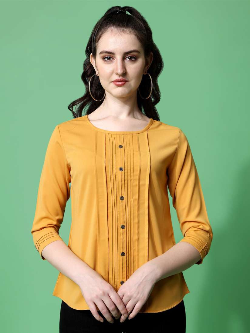 Buy Prettify Yellow Solid Regular Top Tops for Women 19919882 Myntra