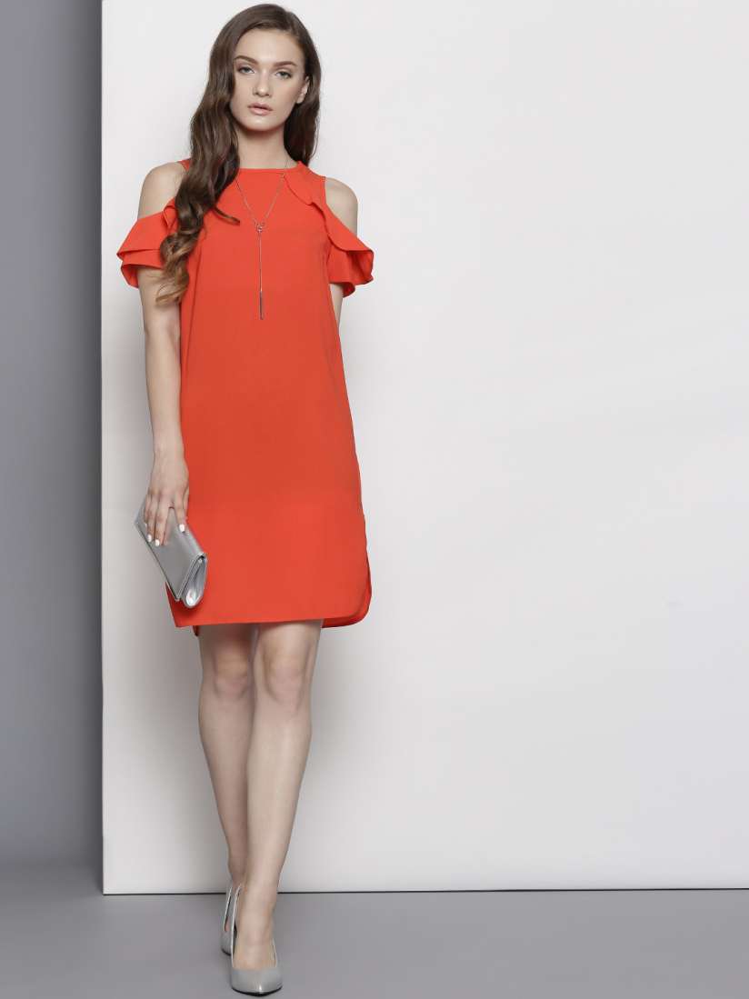 Buy DOROTHY PERKINS Women Orange Solid A Line Dress Dresses for Women 1992001 Myntra