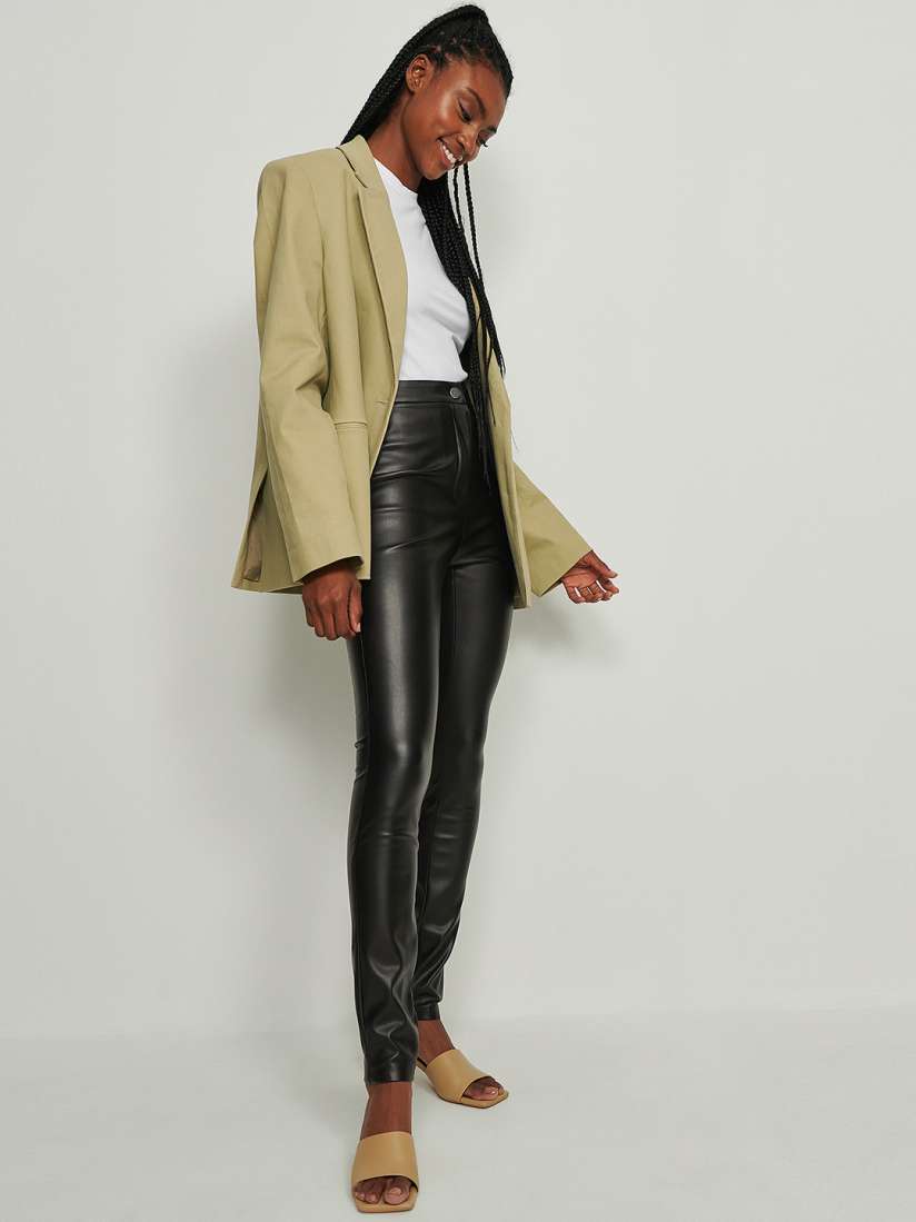 Buy NA KD Women Black Solid Faux Leather Jeggings Jeggings for Women 19922790 Myntra