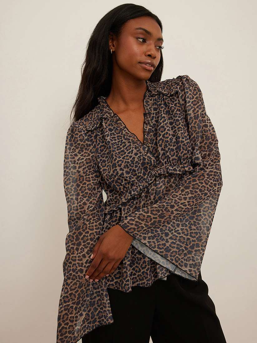 animal print chiffon top