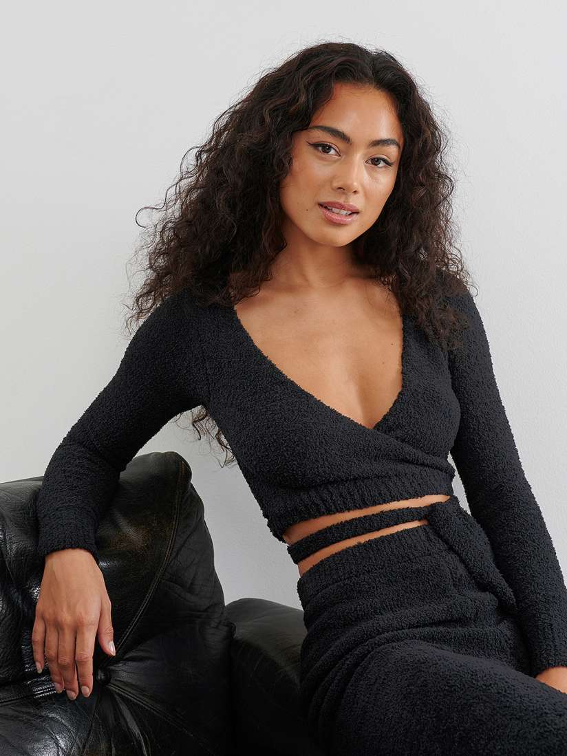 Buy NA KD Women Boucle Crop Wrap Sweater Sweaters for Women 19923224 Myntra