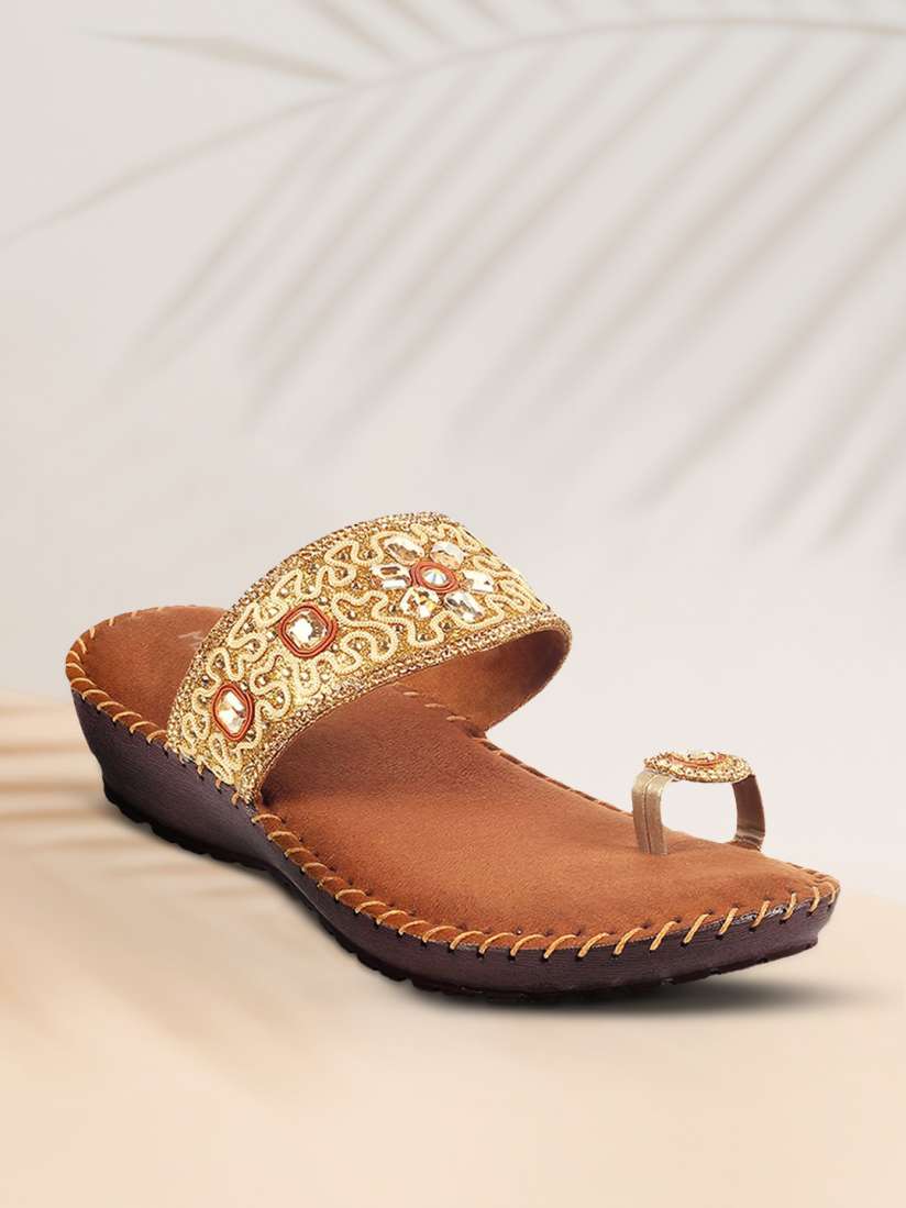 Buy Metro Women Gold Toned Tan Wedge Sandals Heels for Women 19926362 Myntra