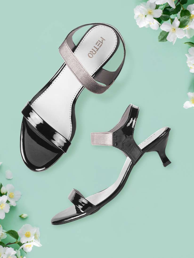 Buy Metro Black Kitten Sandals Heels for Women 19926374 Myntra