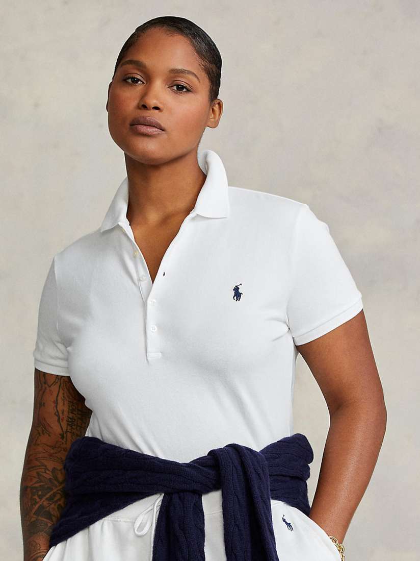 Buy Polo Ralph Lauren Women White Solid Pure Cotton Slim Fit Stretch Polo Collar Shirt Tshirts for Women 19928454 Myntra