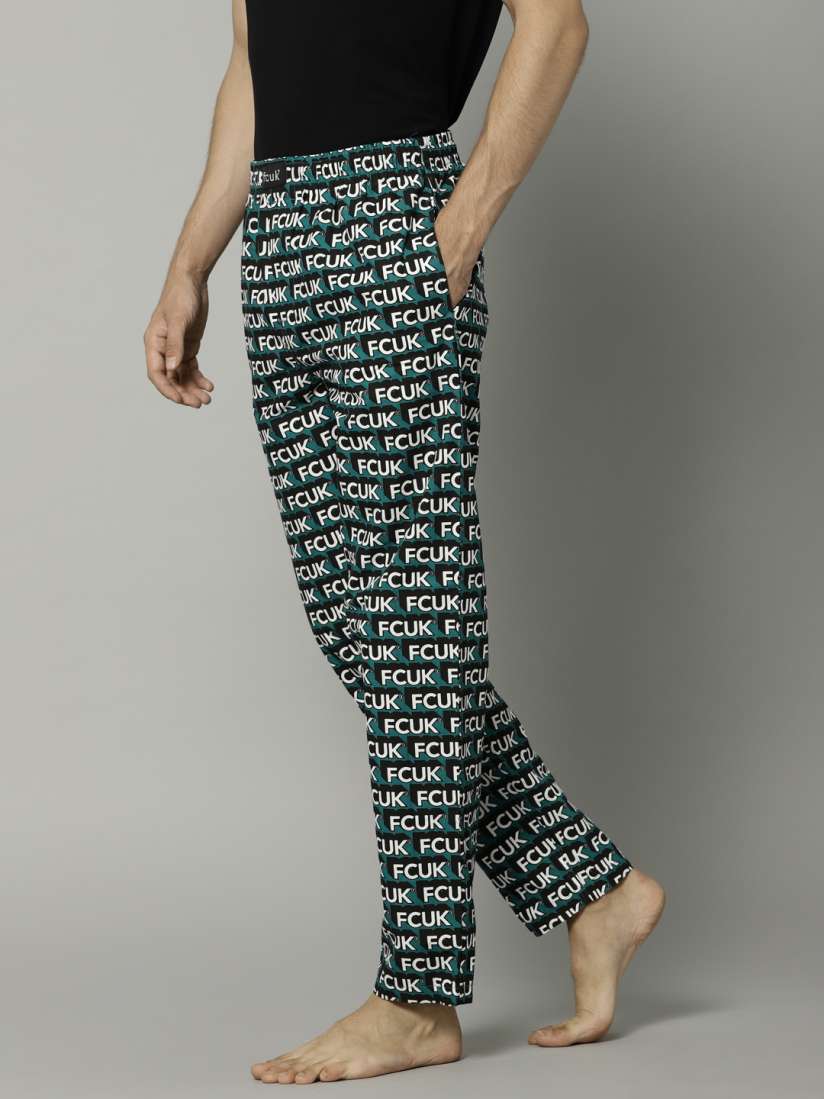 Buy FCUK Men Teal Blue Black Printed Pyjamas M4AAE TAHITIAN TIDE Lounge Pants for Men 1993279 Myntra