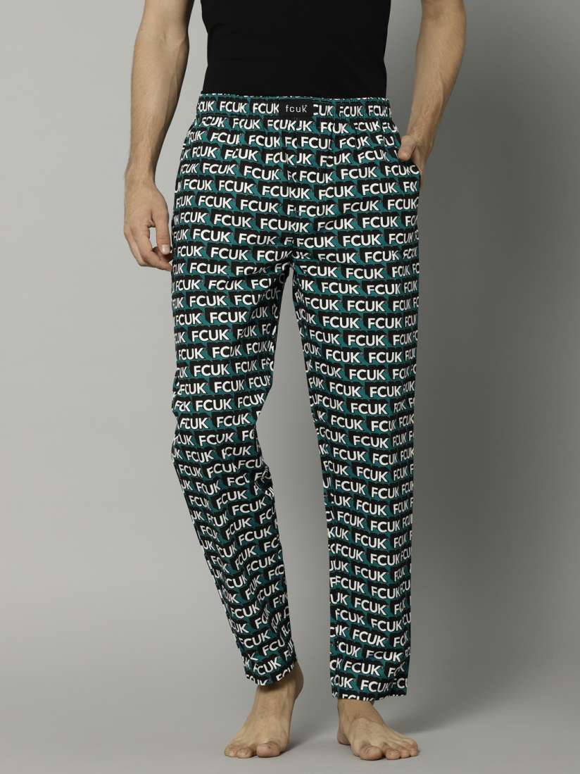 Buy FCUK Men Teal Blue Black Printed Pyjamas M4AAE TAHITIAN TIDE Lounge Pants for Men 1993279 Myntra