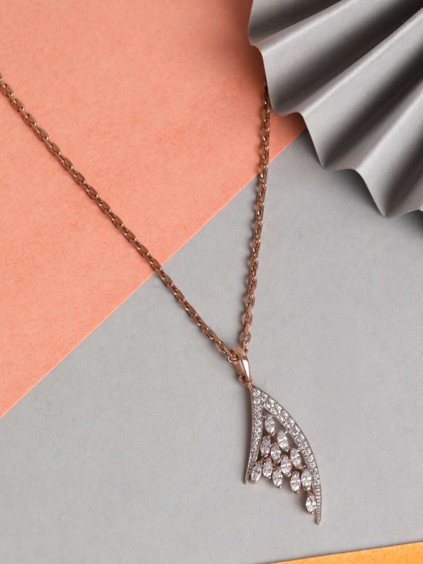 Buy Clara Women 925 Sterling Silver Rose Gold Plated White Pendant With Chain Pendant for Women 19943508 Myntra