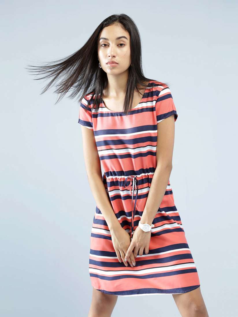 Striped dress myntra shop