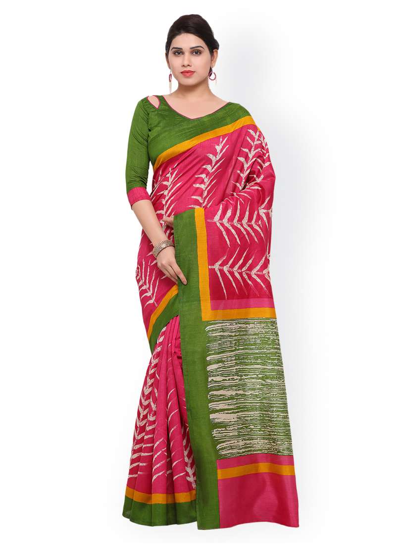 Buy Saree mall Magenta Green Art Silk Printed Bhagalpuri Saree Sarees for Women 1994456 Myntra