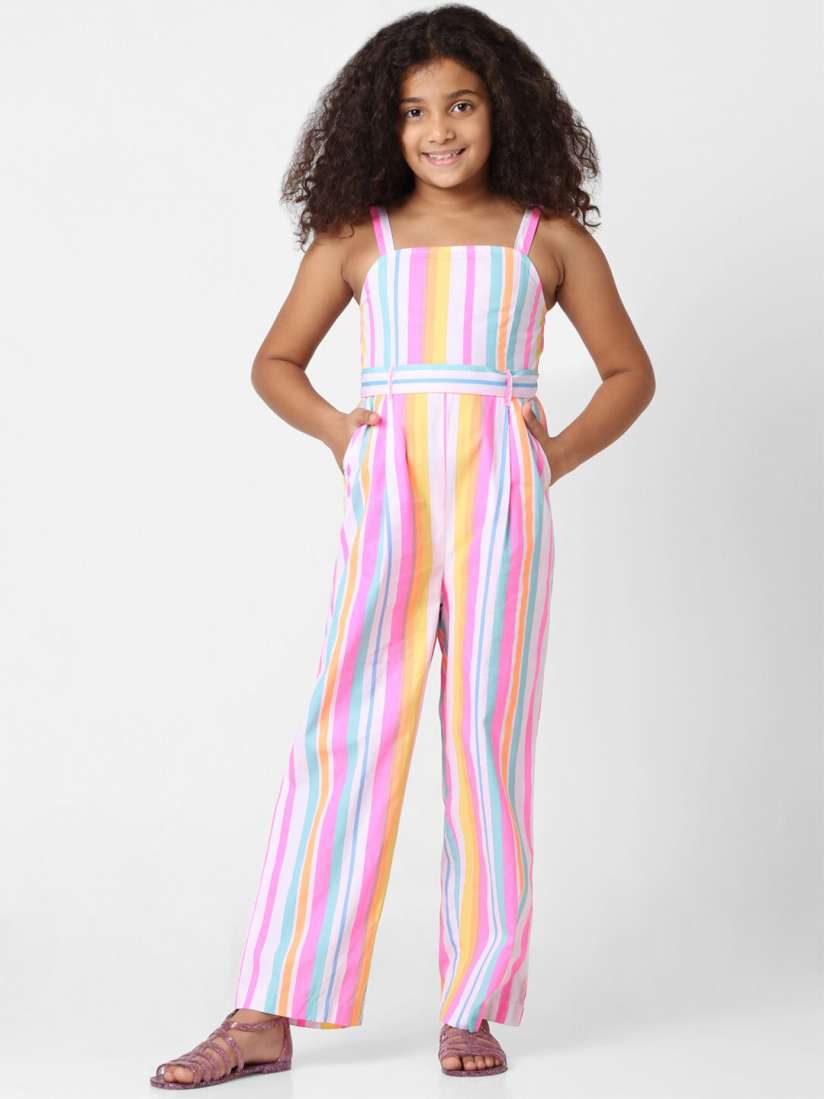 Buy KIDS ONLY Girls Pink Blue Striped Basic Jumpsuit Jumpsuit for Girls 19946688 Myntra