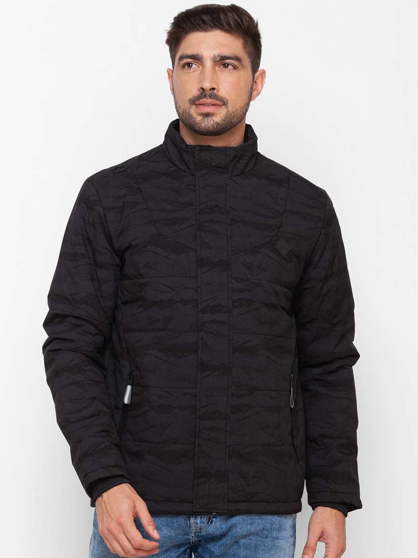Buy SPYKAR Men Black Camouflage Open Front Jacket Jackets for Men 19947120 Myntra