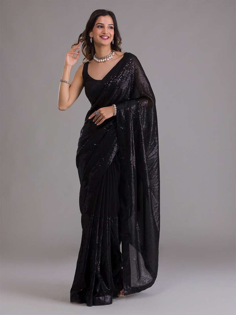 Buy Koskii Black Embellished Sequinned Saree Sarees for Women 19965666 Myntra