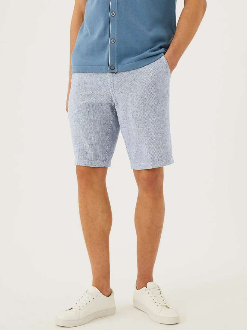 Buy Marks Spencer Men Blue High Rise Linen Shorts Shorts for Men 19967156 Myntra