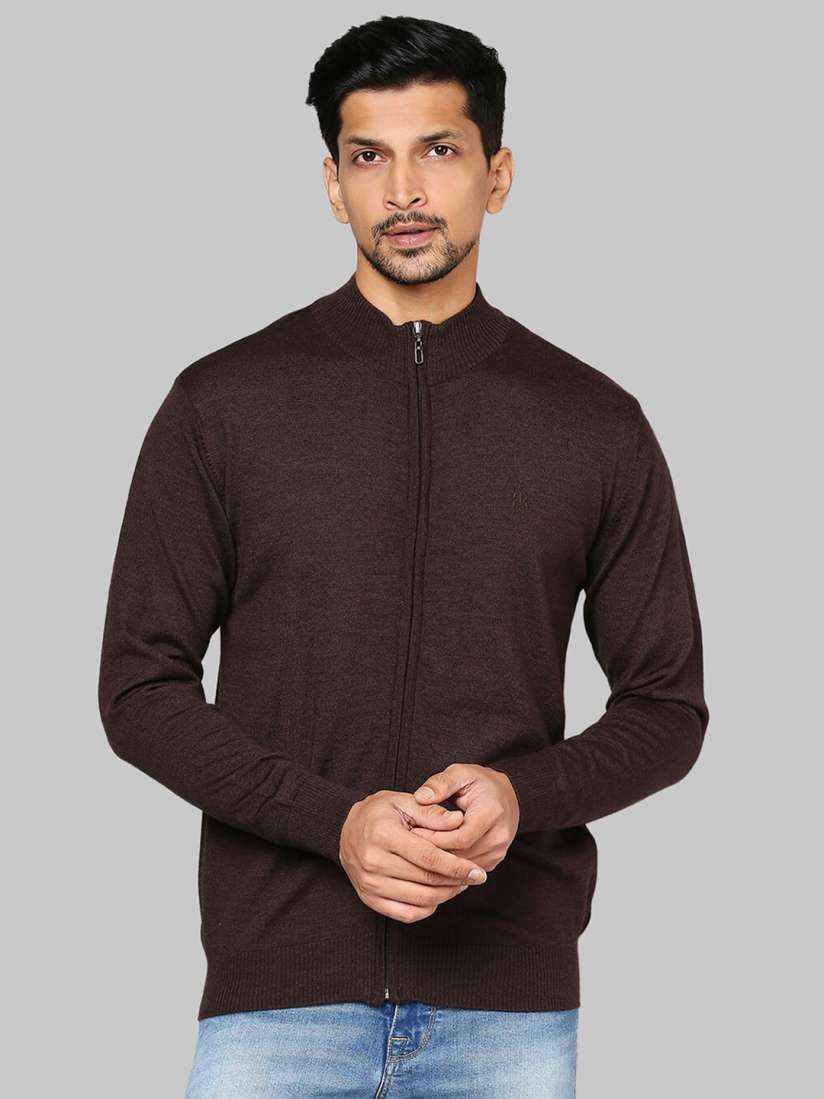 Buy Raymond Men Brown Solid Cardigan Sweaters for Men 19968646 Myntra