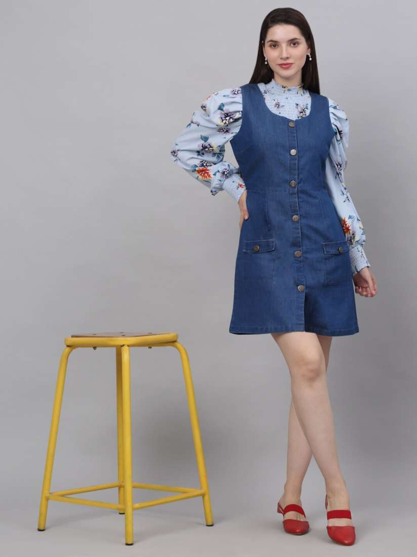 Buy NEUDIS Women Denim Pinafore Dress Dresses for Women 19973060 Myntra