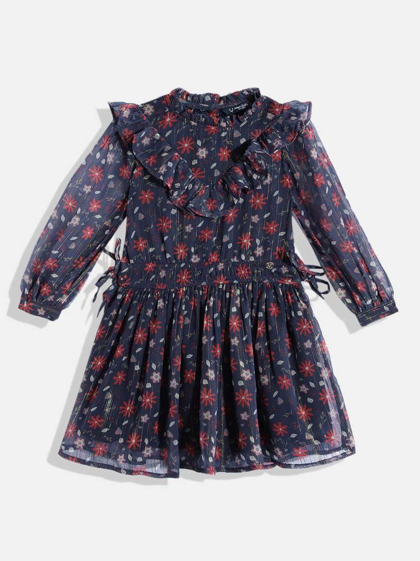 Buy Allen Solly Junior Girls Floral Print Fit Flare Dress With Ruffle Detail Dresses for Girls 19975748 Myntra