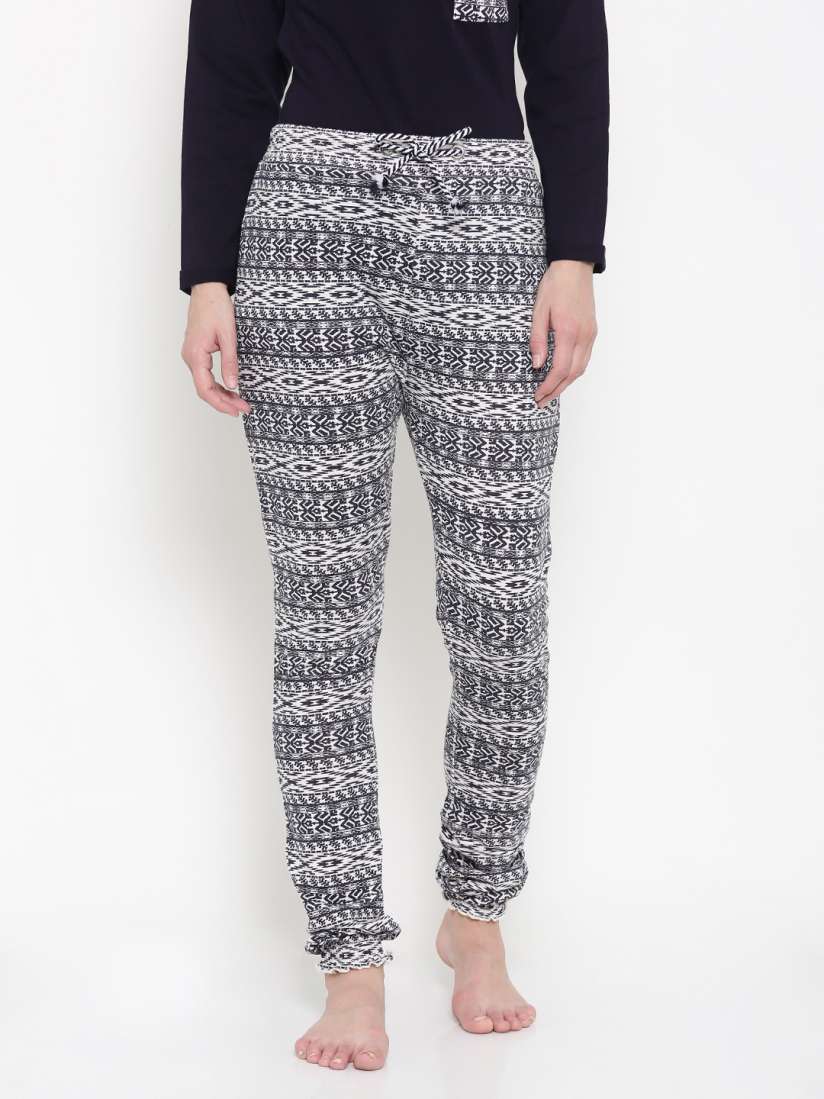 Buy Slumber Jill Off White Navy Printed Lounge Pants FWSJ912 Lounge Pants for Women 1997610 Myntra