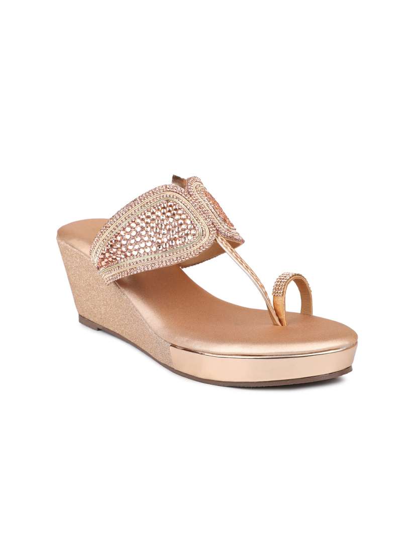Buy Inc 5 Women Rose Gold Toned Embellished Ethnic Wedge Sandals Heels for Women 19979908 Myntra