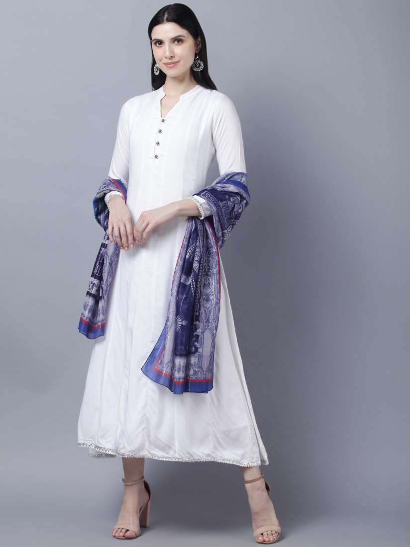 Buy Myshka Women White Anarkali Kurta With Dupatta Kurtas for Women 19981896 Myntra