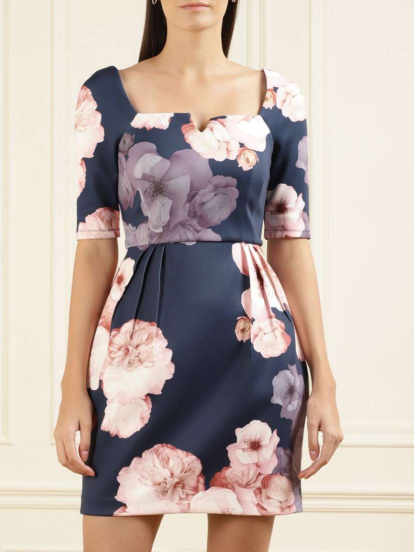 Navy Ted Baker Sheath Dress Ted Baker Navy Blue Floral Sheath Dress