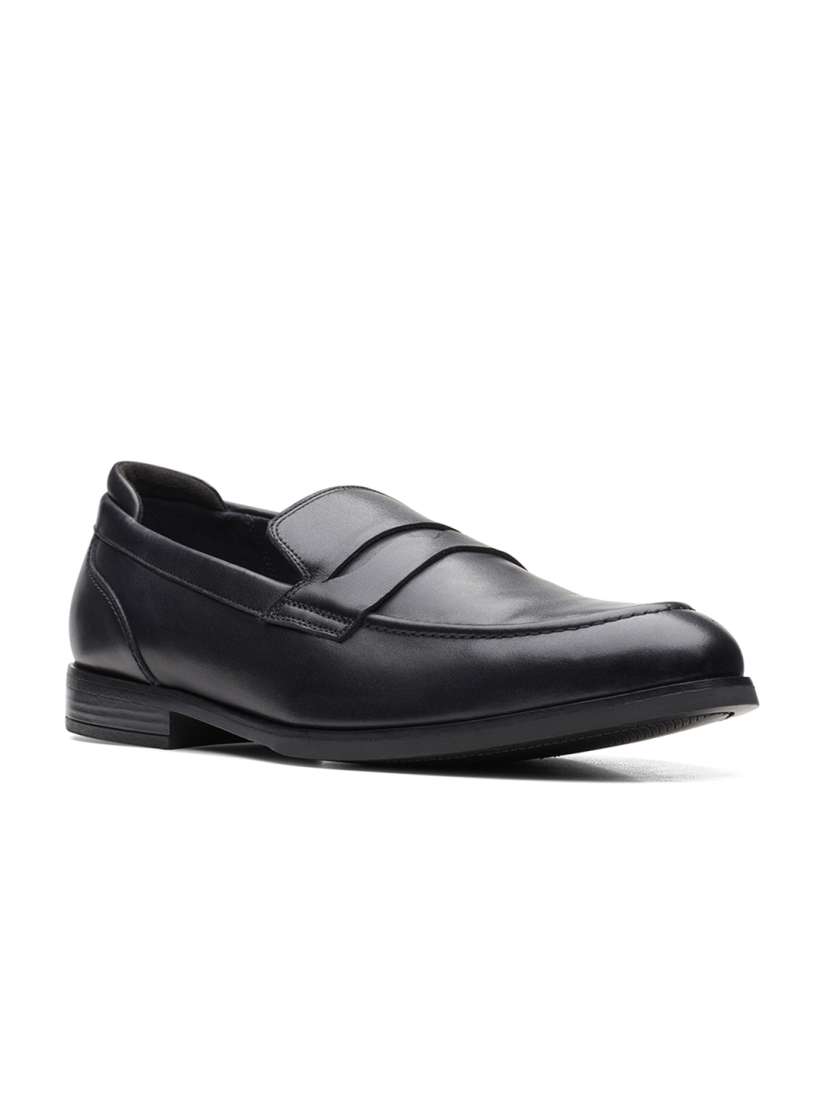 Clarks mens black slip on shoes clearance