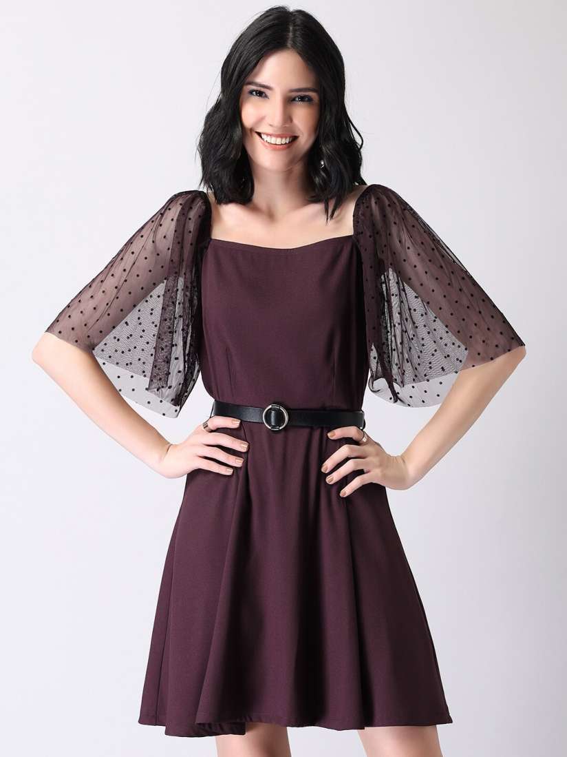 Buy FabAlley Maroon Crepe Dress Dresses for Women 19985264 Myntra