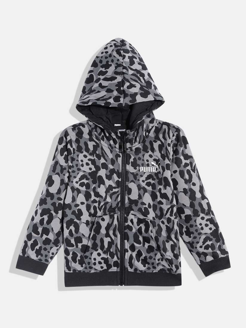 Buy Puma Girls Leopard Print Alpha AOP Full Zip Hooded Regular Fit Sweatshirt Sweatshirts for Girls 19985516 Myntra