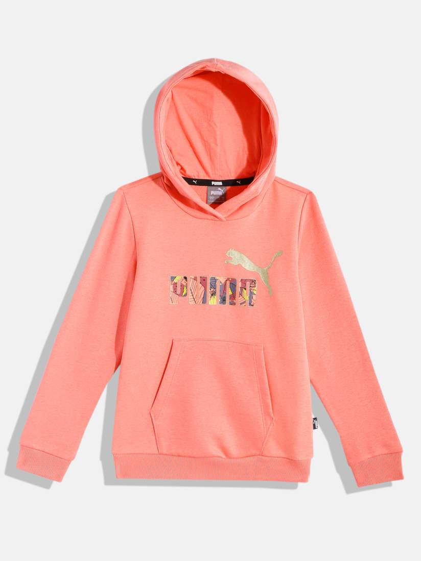 Buy Puma Girls Pink Printed Essential Bloom Hooded Regular Fit Sweatshirt Sweatshirts for Girls 19986702 Myntra