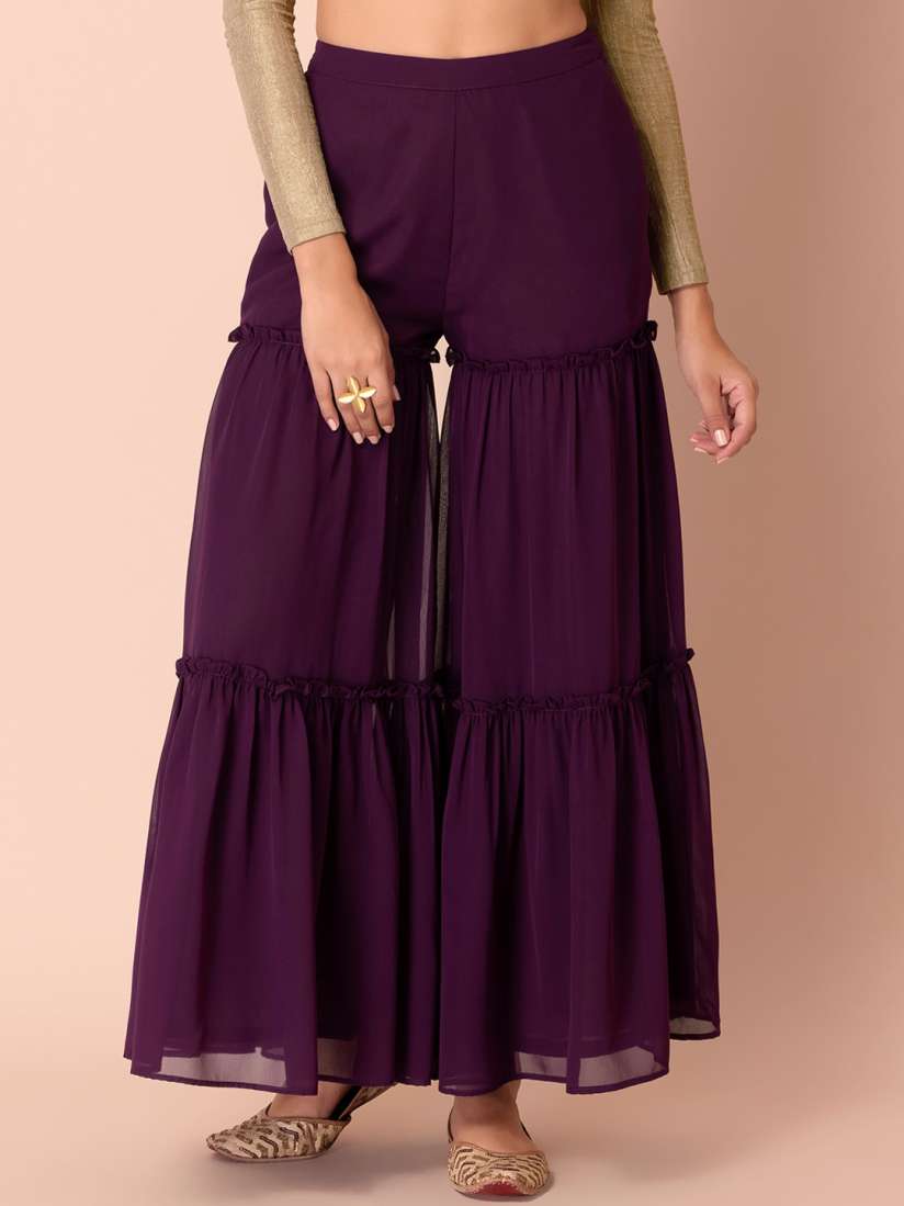 Buy Rang by Indya Women Purple Sharara Pants Trousers for Women 19994626 Myntra
