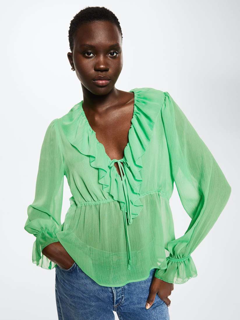 Mango ruffle blouse sales