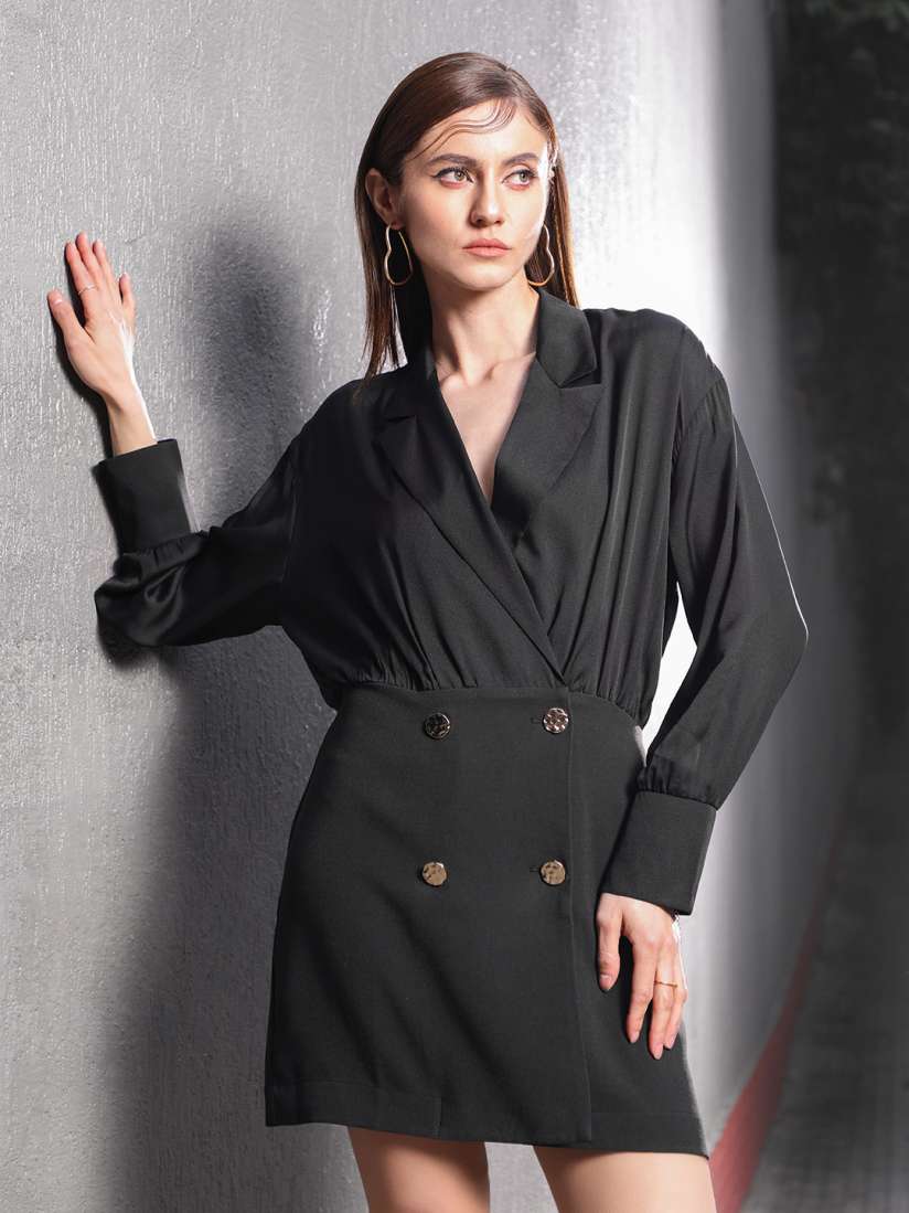 Buy MANGO Black Solid Sustainable Shirt Mini Dress Dresses for Women 19998520 Myntra